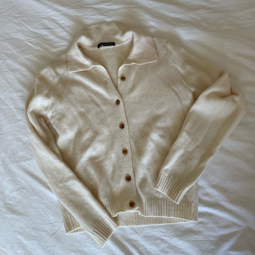 Brandy Melville Cream Collared Wool Button Cardigan